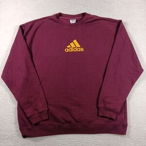 Vintage Adidas Sweatshirt Mens XL Red Crewneck Oversized Boxy Y2K Deadstock